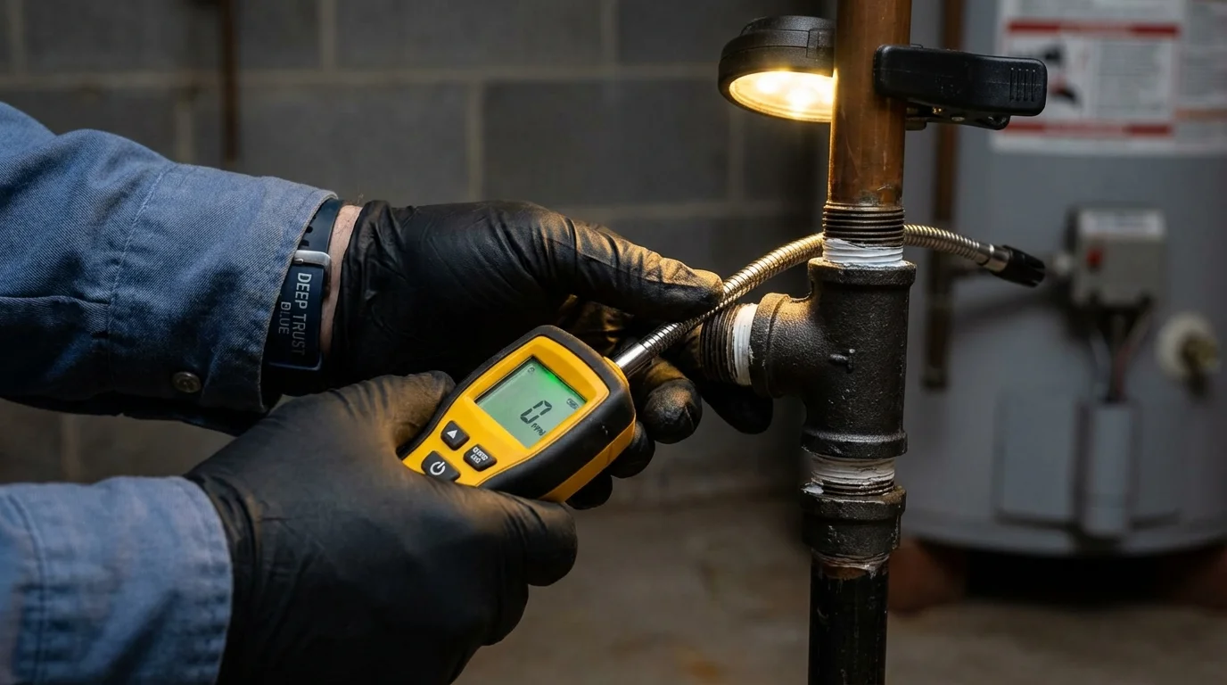 Gas leak detection with electronic sniffer by Johns Plumbing LLC in Hesperia